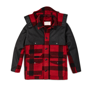 Mackinaw Wool Double Coat  - Red Black Classic Plaid