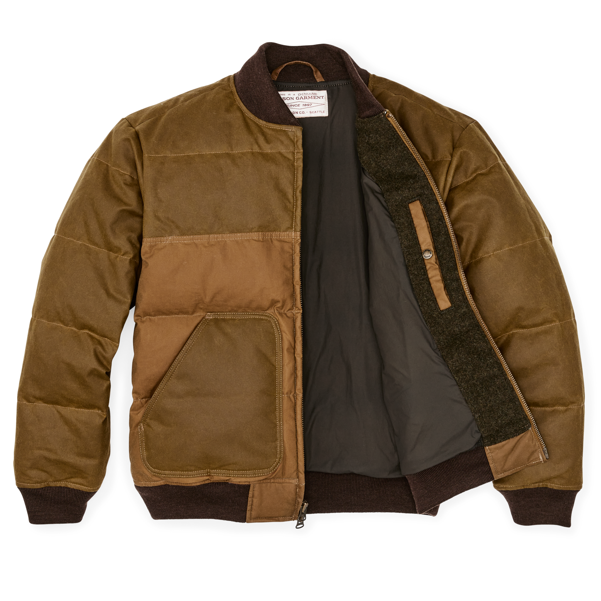 Down Bomber Jacket - Dark Tan - Image 3