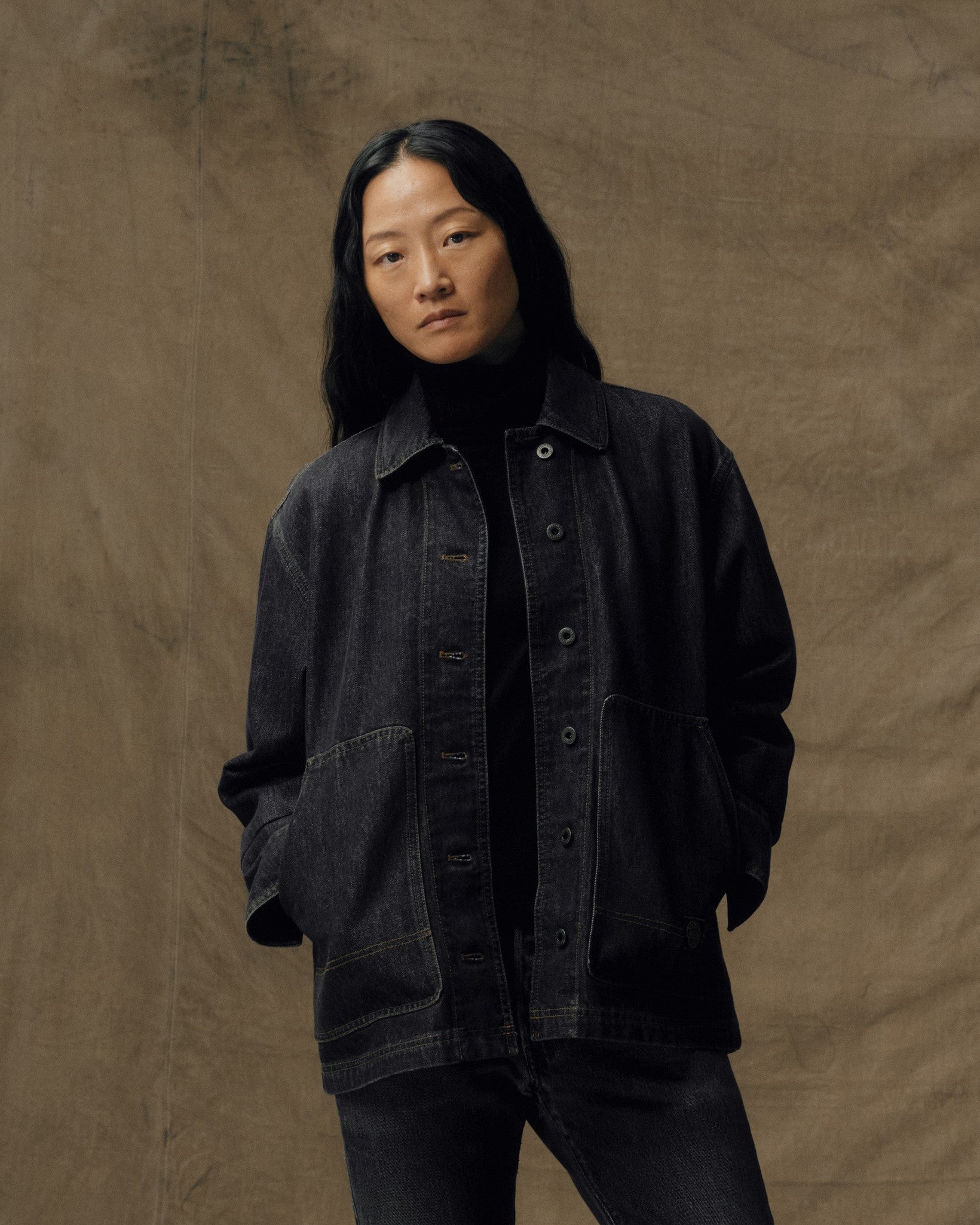 Women's Denim Barn Coat - Rinse Black - Image 8