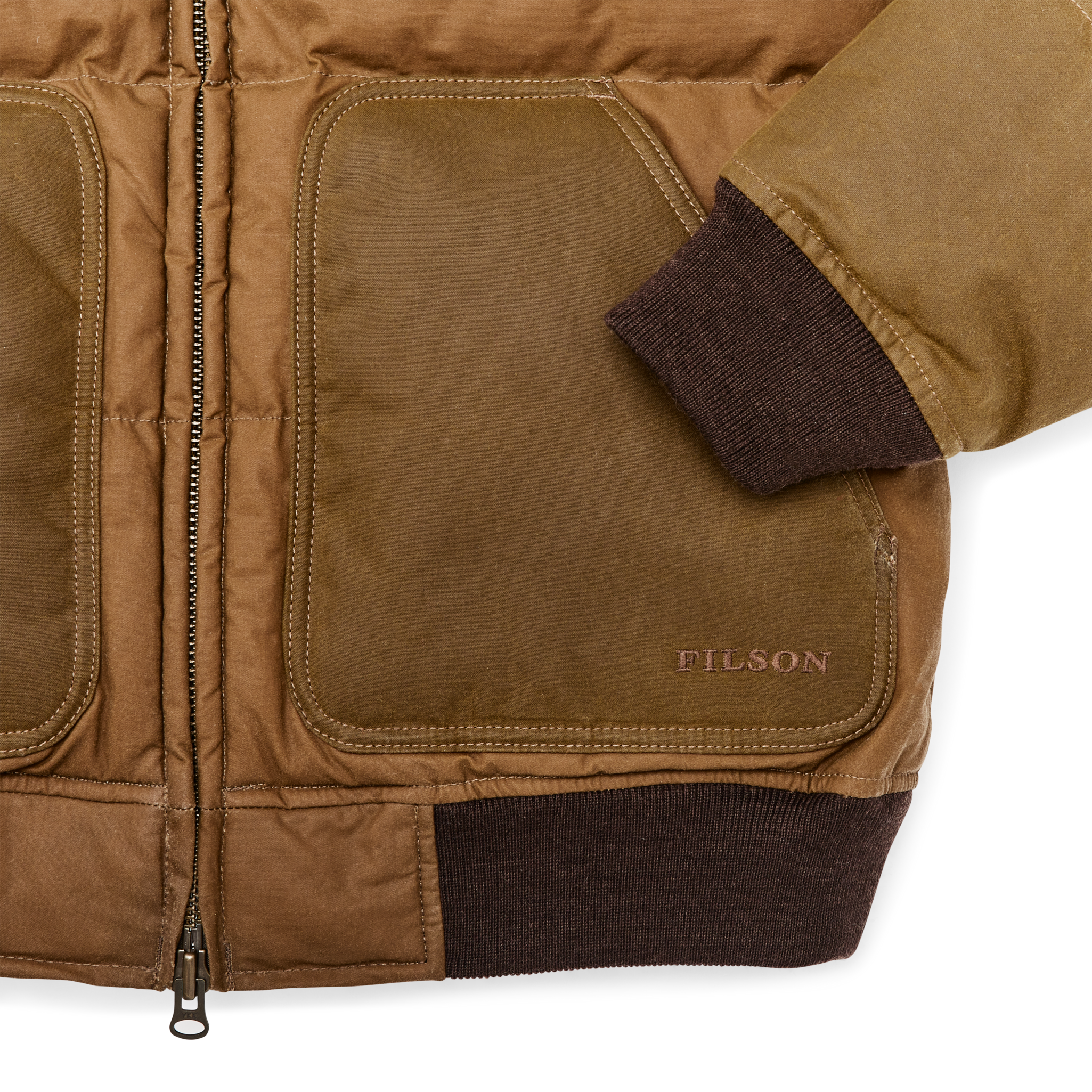 Down Bomber Jacket - Dark Tan - Image 4