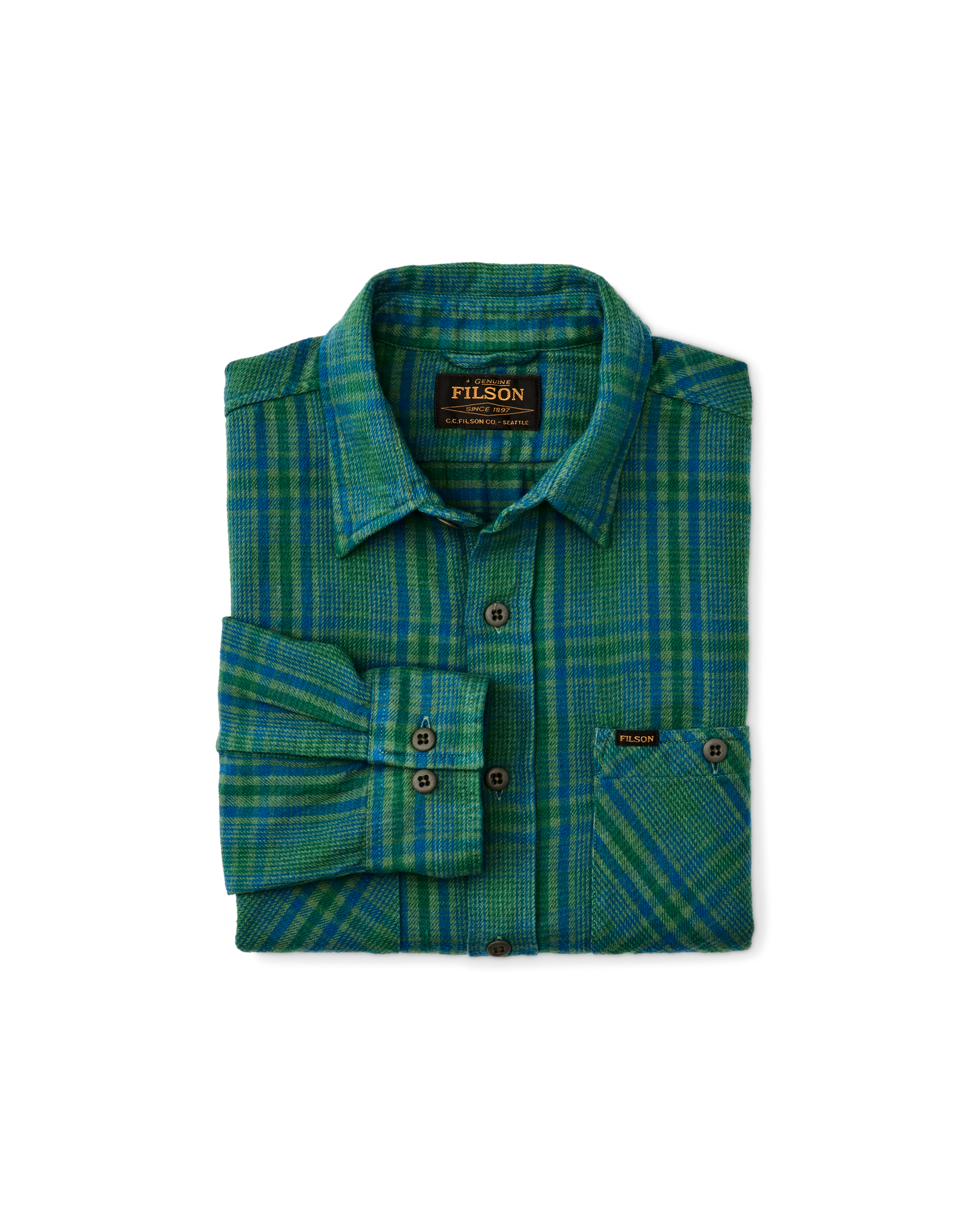 The Rangeland Flannel Shirt - Green / Blue Plaid - Image 3