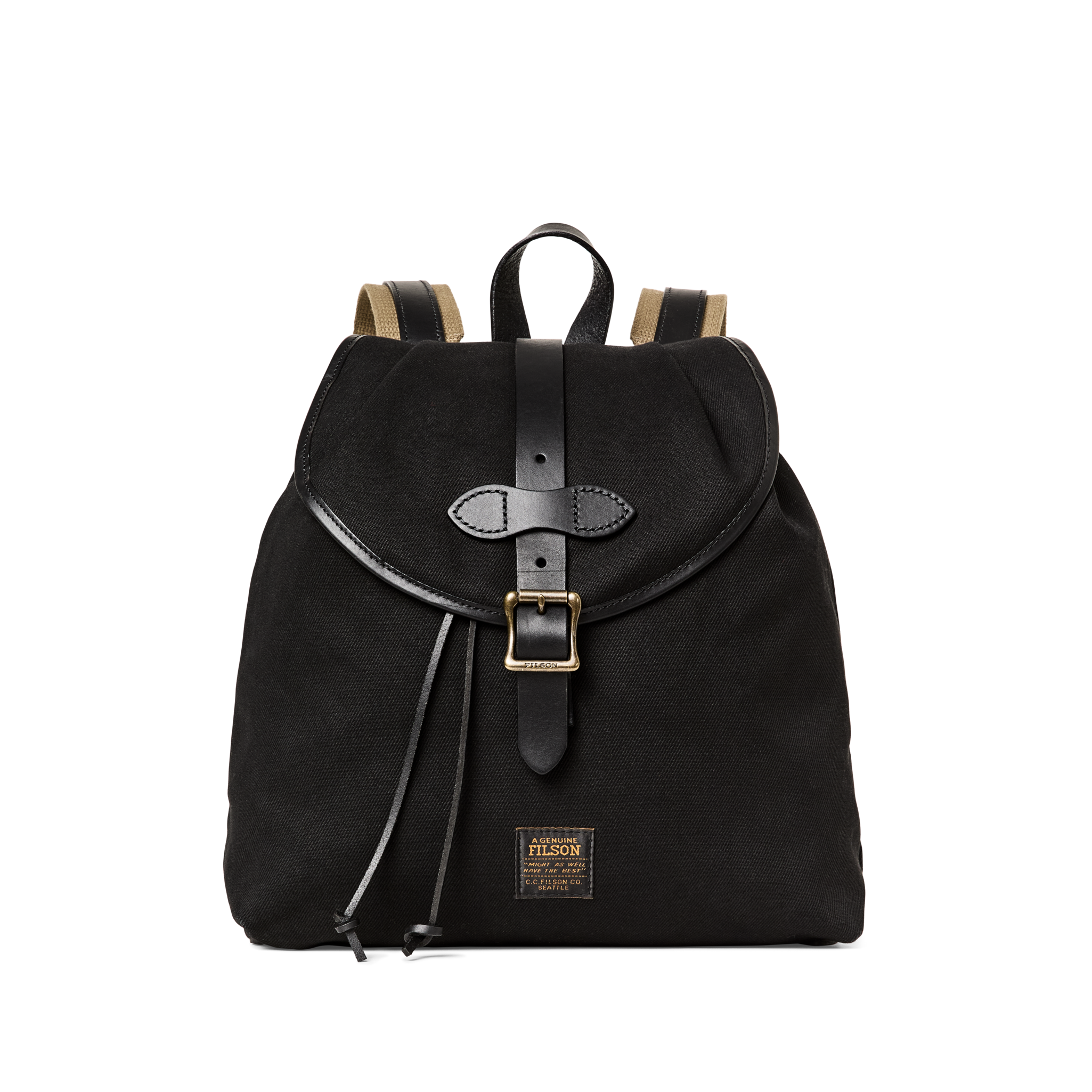 Rugged Twill Drawstring Backpack - Black