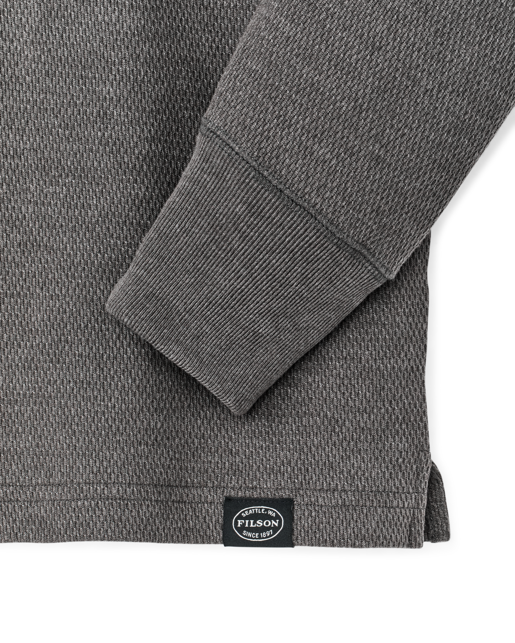 Waffle Knit Henley - Charcoal - Image 3