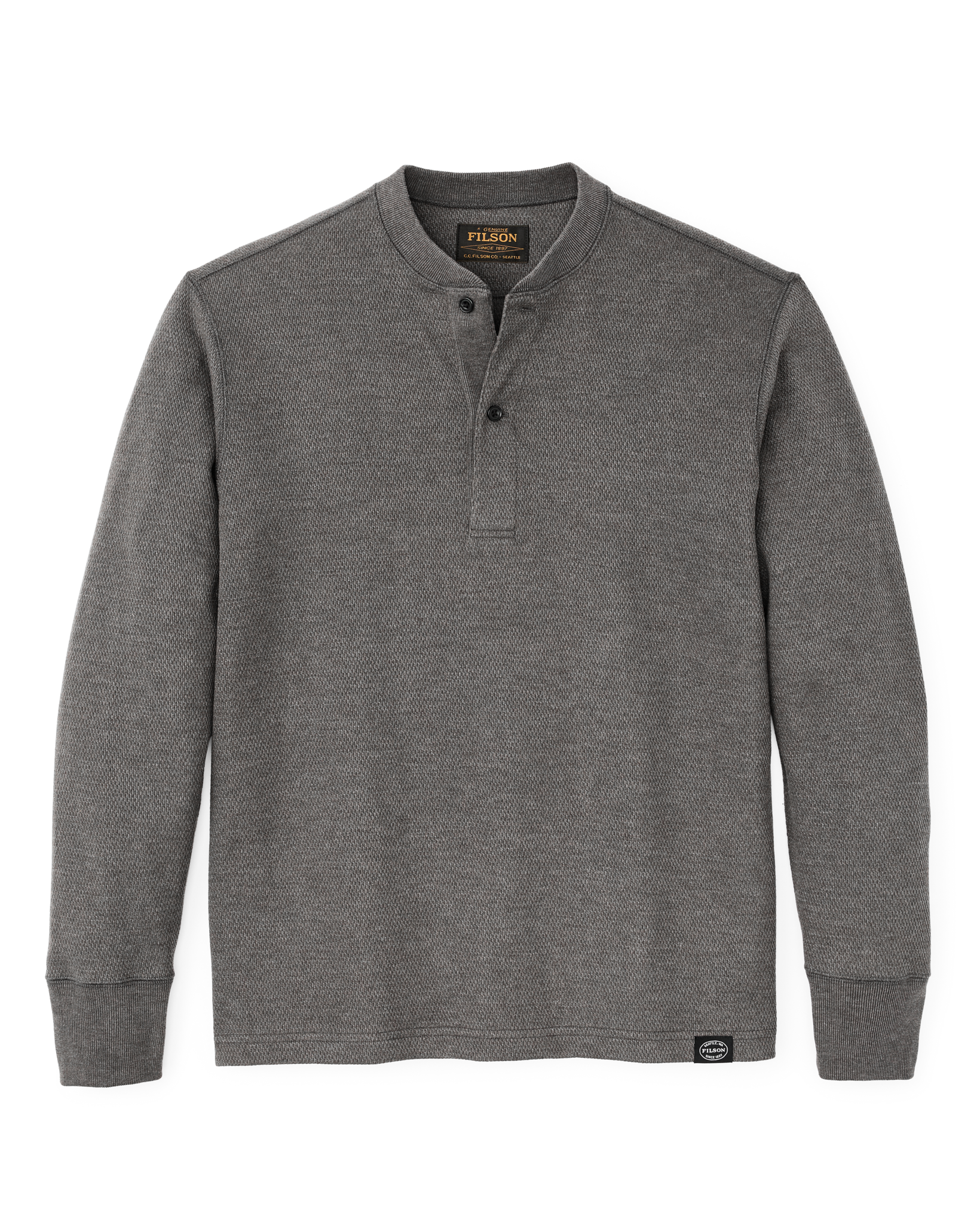 Waffle Knit Henley - Charcoal