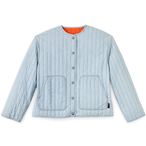 Women's Chambray Quilted Jacket - Light Indigo Chambray