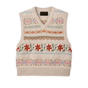 Women's Jacquard Cotton Vest - Flower Jacquard